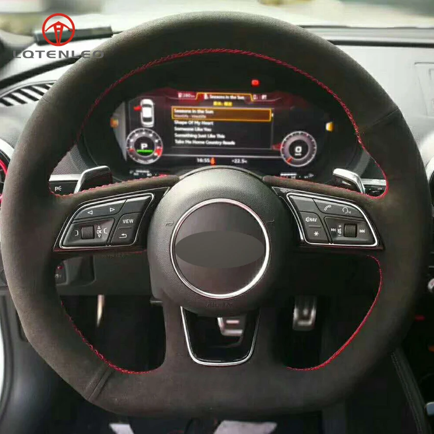 LQTENLEO черная замша ручная работа для Audi A1 SQ2 2018 2019 A3 2016 S3 Q2 RS3 2017 2019|Чехлы на руль| |