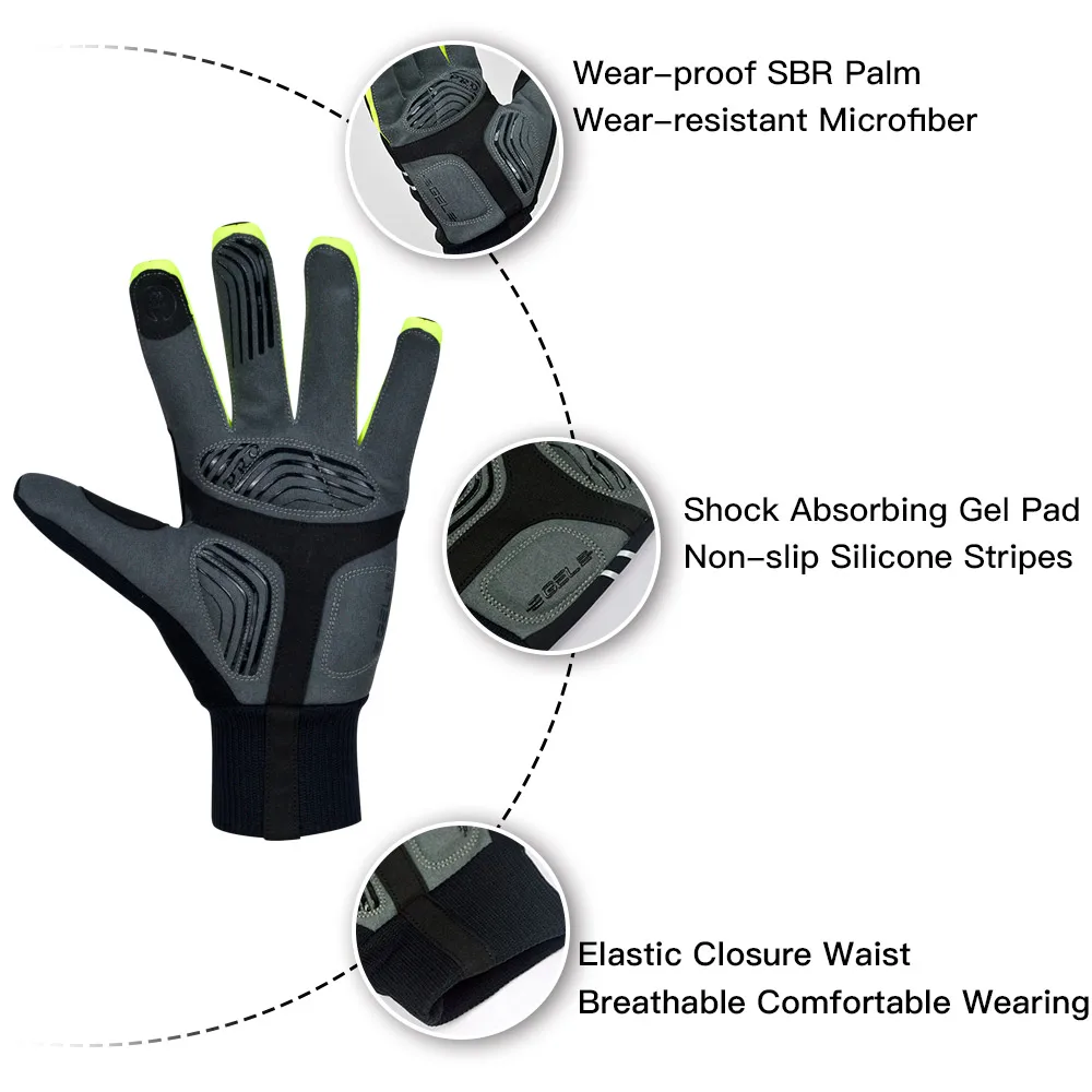 DAREVIE Cycling Gloves Full Finger Touch Screen Windproof Cycling Gloves Shockproof GEL Pad Non-Slip Breathable MTB Bike Glove 5