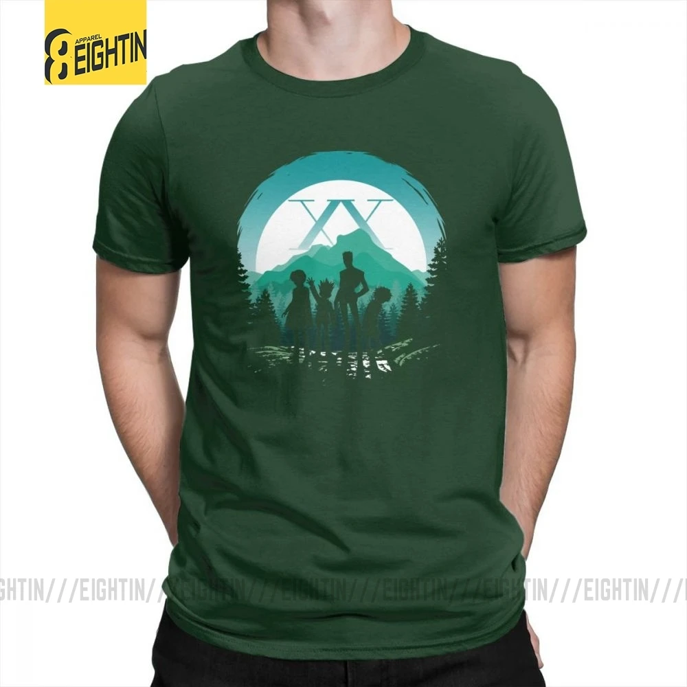 Hunter X Hunter T-Shirts Team Japanese Purified Cotton Novelty Tee Shirts Short-Sleeve T Shirt Male Simple Stylish Comic Plus - Цвет: Forest Green