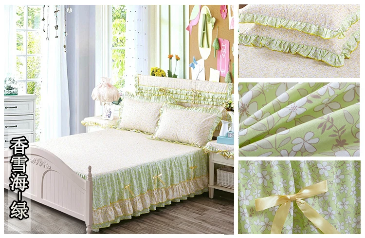 Summer Cotton Home Printed Bed Skirt Bow Decor All Size Bed Sheet Set Iron Frame Bed European Bed Special Bed Skirt