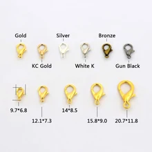 50 шт. KC золото серебро тумблер карабин для Diy Изготовление, поиск ювелирных изделий браслет ожерелье серьги аксессуары