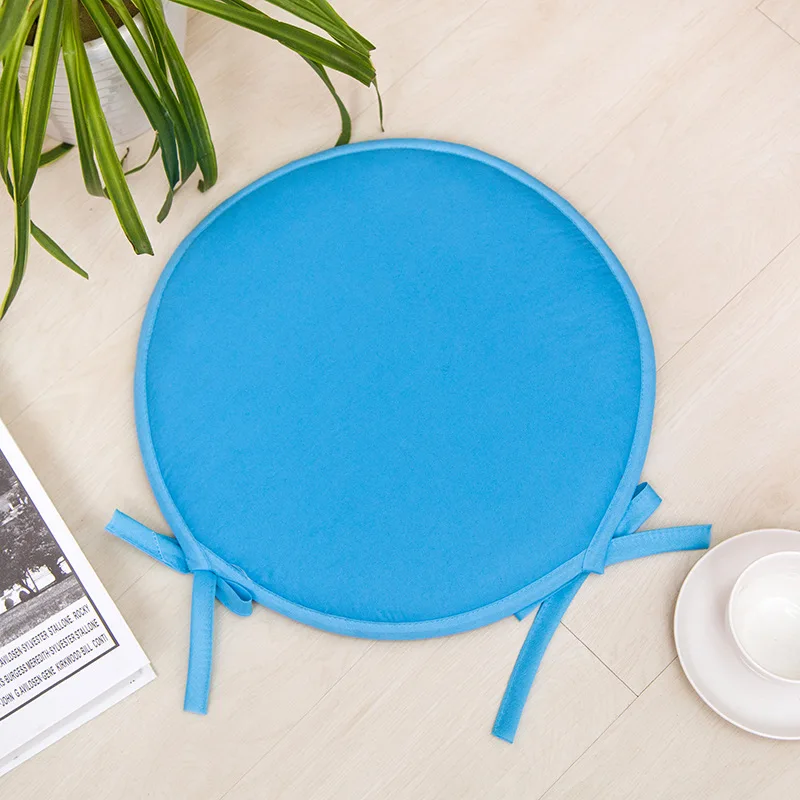 Lack blue-Round Яркие однотонные Цветные подушки для стула, розовые декоративные подушки для пола, круглые подушки для путешествий, сидячий коврик для столовой кухни - Color: Lack blue-Round
