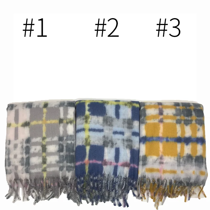 New Fashion cashmere print check plaid tassels women pashmina warm scarves Muslim hijabs shawls bandana winter scarf 8PCS/LOT