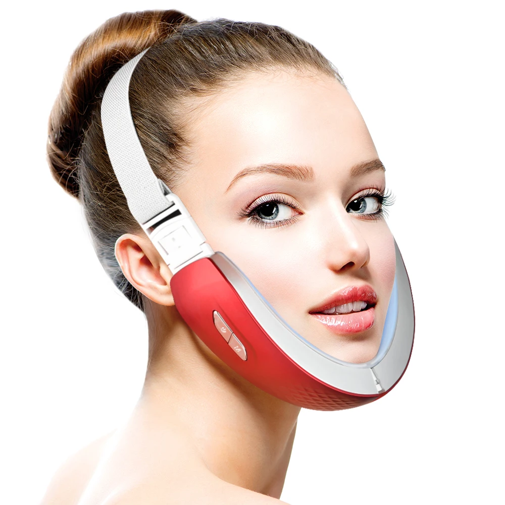 

Facial Lifting Slimming Vibration Massager V-Line Up Lift Belt Massage Tool Red Blue LED Photon Therapy V-Face Care Device