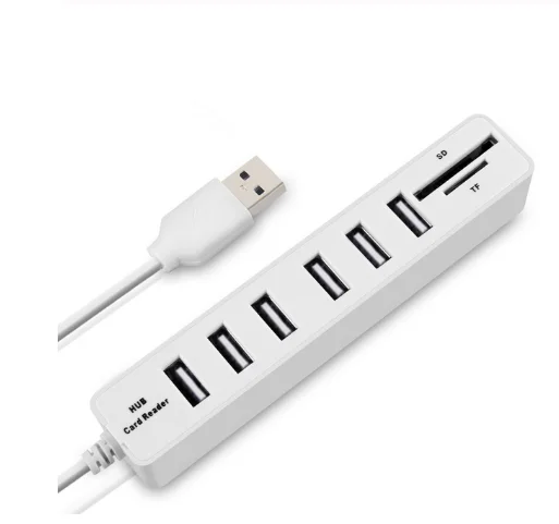 White 6 Ports 2.0 Usb-хаб 3,0 мульти usb-хаб USB Высокоскоростной разветвитель 3/6 Порты жил устройство для чтения карт SD TF все в одном для ПК Компьютерные аксессуары - Цвет: White 6 Ports 2.0