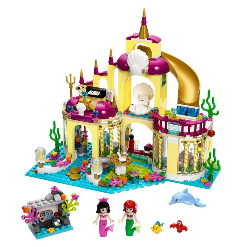 

Princess Ariel's Undersea Palace The Mermaid Castle Model Action Figure Blocks Construction Building Bricks Toys For Children