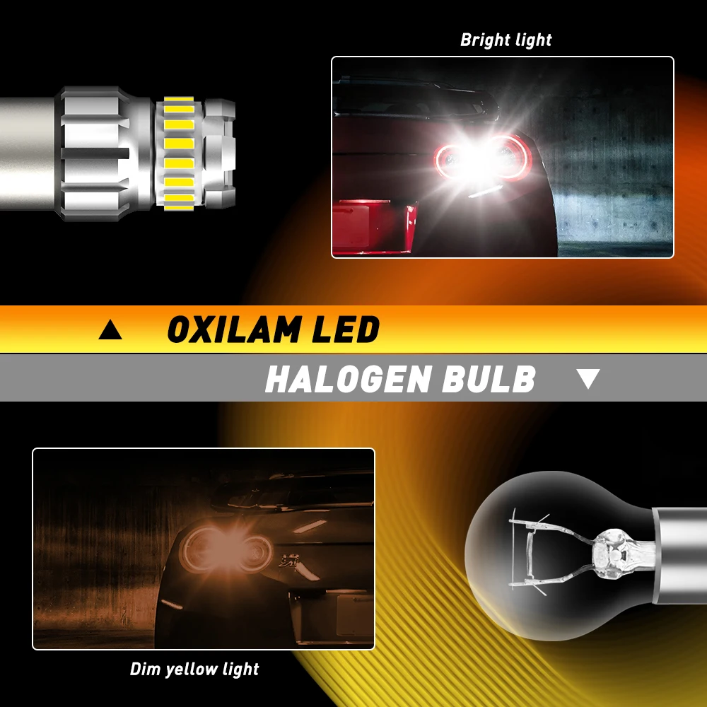 OXILAM 2PCS 1156 P21W 7506 BA15S LED 전구 Canbus Anti-Hyperflash 자동차 자동 전구 브레이크 램프 역방향 조명 DRL 6500K 화이트