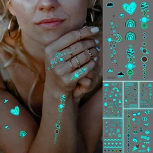 

Luminous Tatto Rainbow Starry Sky Moon Cute Flower Line Waterproof Temporary Tattoo Stickers Women Child Face Tato