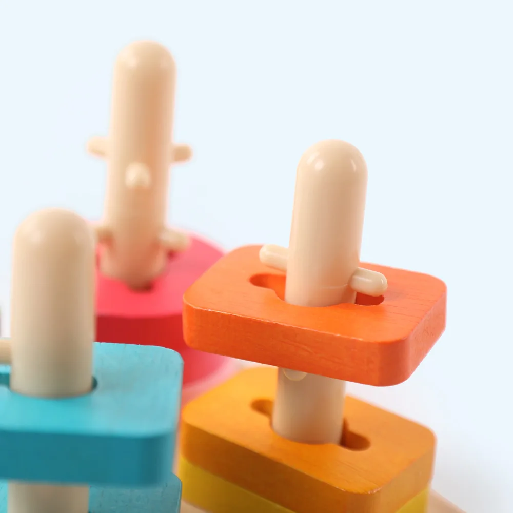 

1-2-3 a Year of Age Four Sets Column Matching Jigsaw Puzzle Young Children'S Educational Force Geometric Shapes Product Wooden B