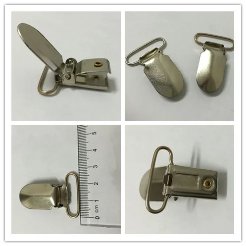 (100 pcs/lot) 25mm 1'' Metal Silver color Suspender Clips with Plastic teeth Insert | Дом и сад