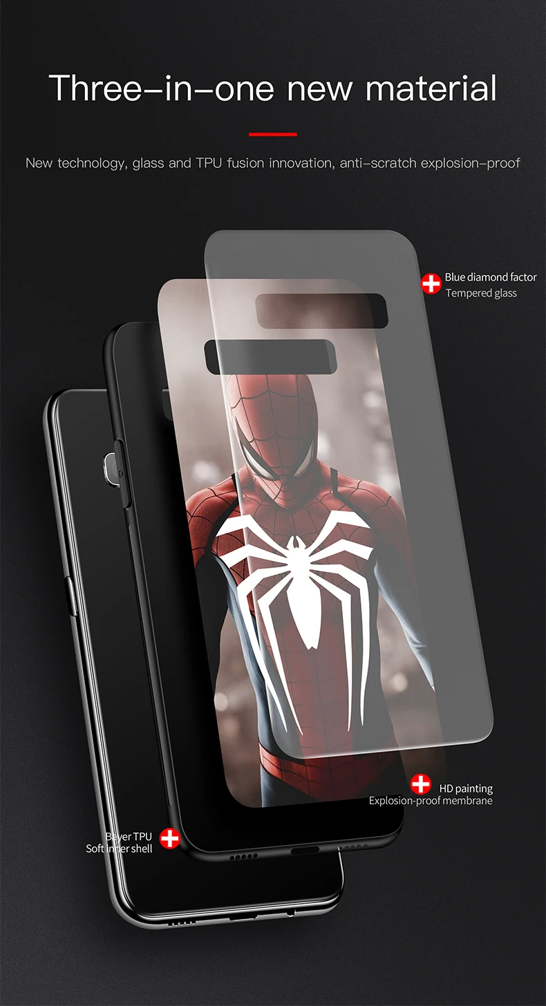 Чехол из стекла Marvel для Galaxy S8 9 Plus Note 8 9 человек-паук Капитан Америка Железный человек чехол для Galaxy S10 Plus Note10 Pro Coque