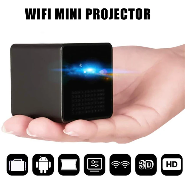 P1S мини куб проектор DLP HD 1080P домашний кинотеатр проекторы беспроводной портативный WiFi для смартфонов VH99
