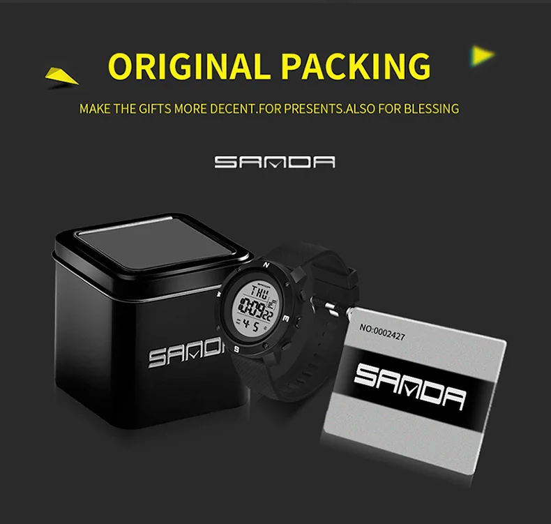 SANDA часы мужские студенческие водонепроницаемые спортивные электронные часы для младших школьников цифровой ночной Светильник Светодиодный уличный стиль M
