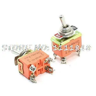 

2PCS AC 250V 15A 4 Pins 2 Position On/Off DPST Self Locking Toggle Switch