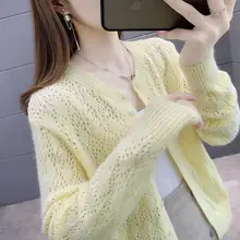 Aliexpress - Spring 2021 New Spring and Autumn Versatile Long Sleeve Knitted Cardigan WOMEN ‘S Hollow out Short Thin Coat
