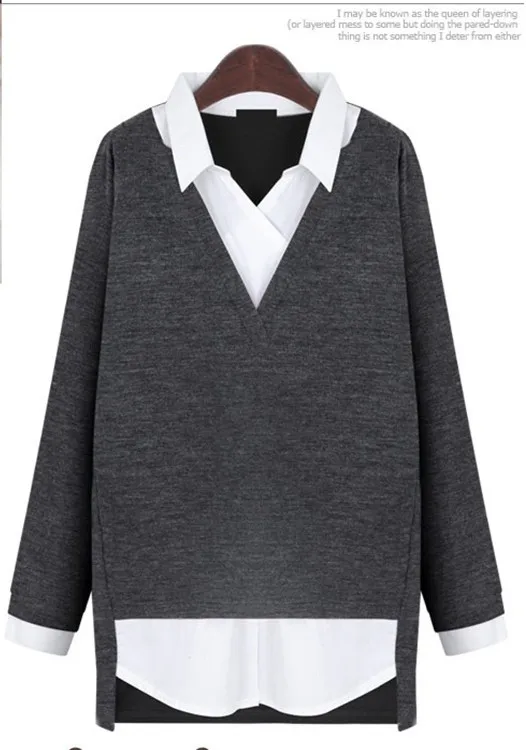 Blusas манга longa Блузы больших размеров Элегантные женская одежда осенние и зимние женские блузки выше размера d v-образные вырезы - Цвет: Темно-серый