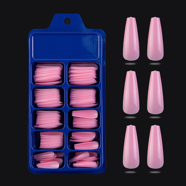 Full Cover Coffin Fake Nails Artificial Press on Nails Long Ballerina Design Clear/Natural/white False Nails Art Tips