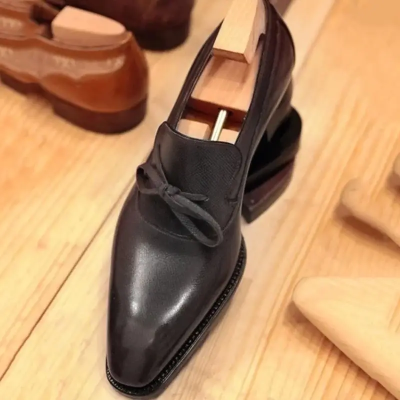 Zapatos de cuero pu para hombre, zapatos de vestir con flecos de tacón bajo, zapatos Brogue, botines de primavera, Vintage, clásico, informal para hombre F90