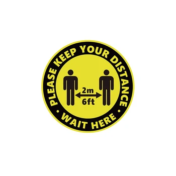 

10pcs Stand Here Line Queue Supermarkets Decal Self Adhesive Safety Markers Floor Sign Social Distancing Sticker Banks Hotels
