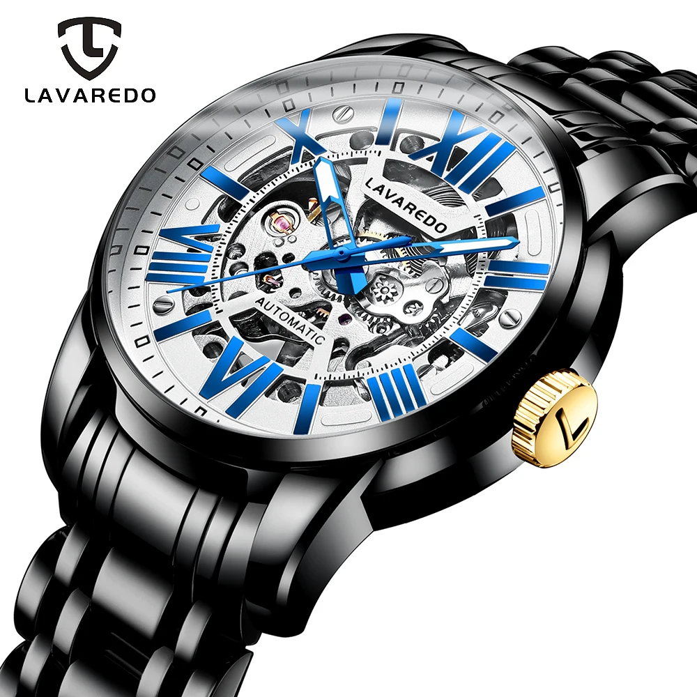 Lavaredo Роскошные автоматические механические часы для мужчин часы с скелетом Топ бренд бизнес нержавеющая сталь наручные часы A5