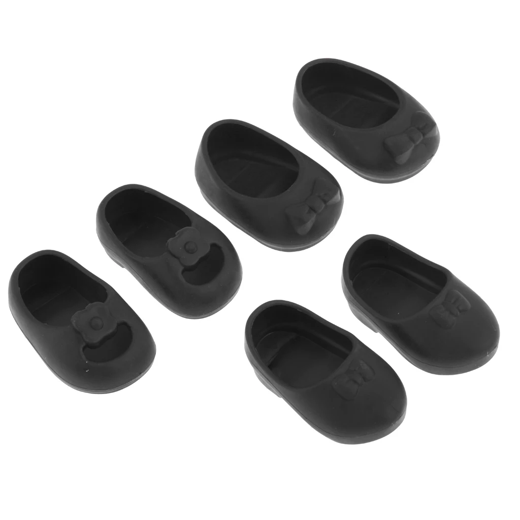 3 Pairs/Set Shoes Sandal Slippers For 25cm Mellchan Doll Outfit Accs Black