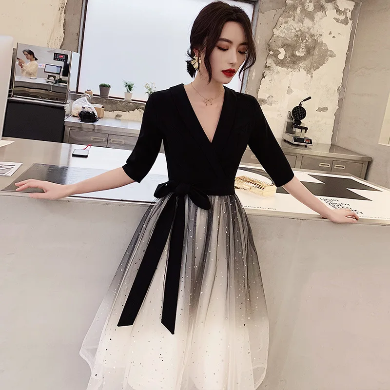 

Evening Dress Gradient Color Lace Illusion Wedding Formal Dresses V-neck Floor length A-line Party Gowns Suknia Wieczorowa