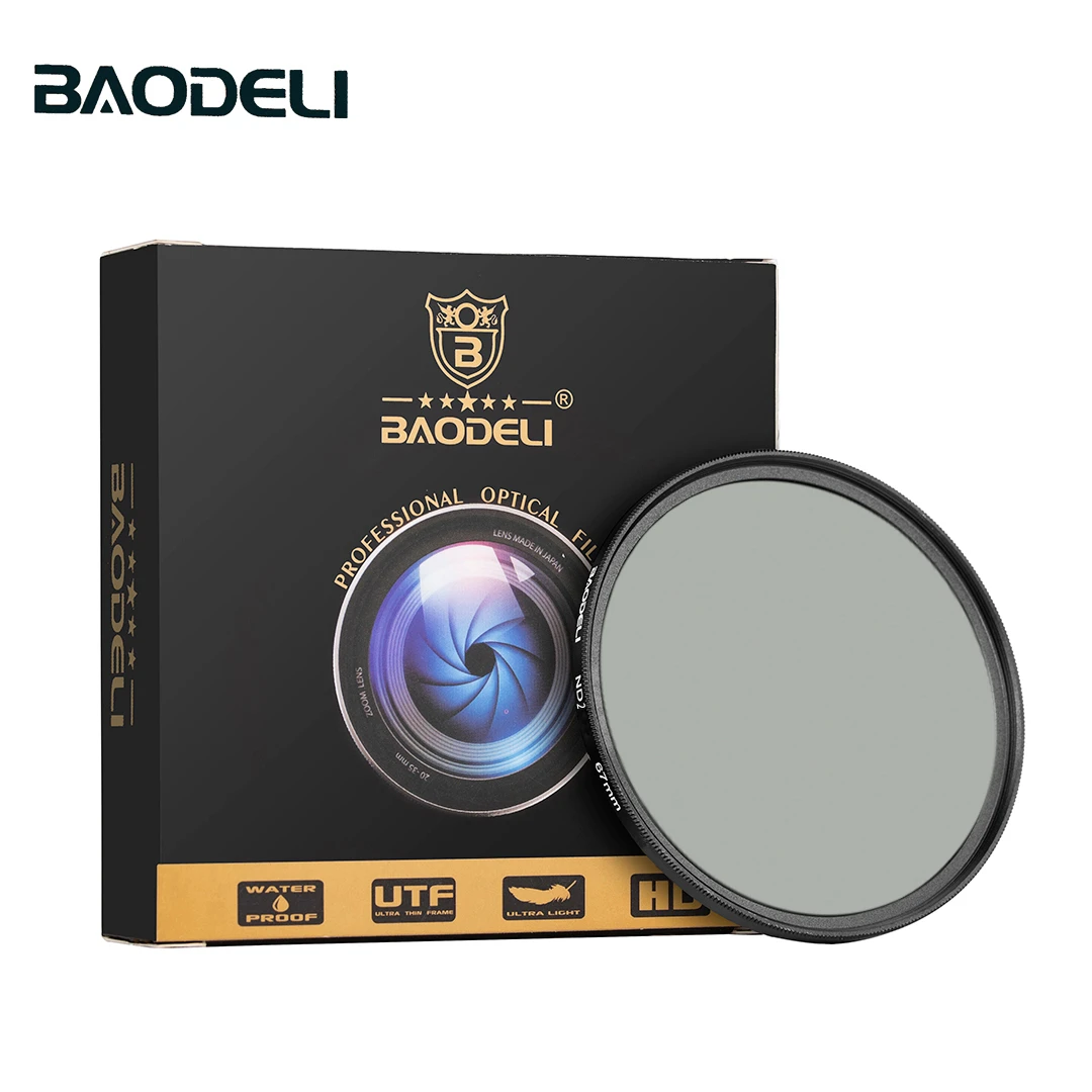BAODELI Nd фильтр 2/4/8 49 52 55 58 62 67 72 77 82 мм для объектива камеры Dslr Canon T6 Eos 2000d M50 Nikon sony Aceessories - Цвет: ND 2