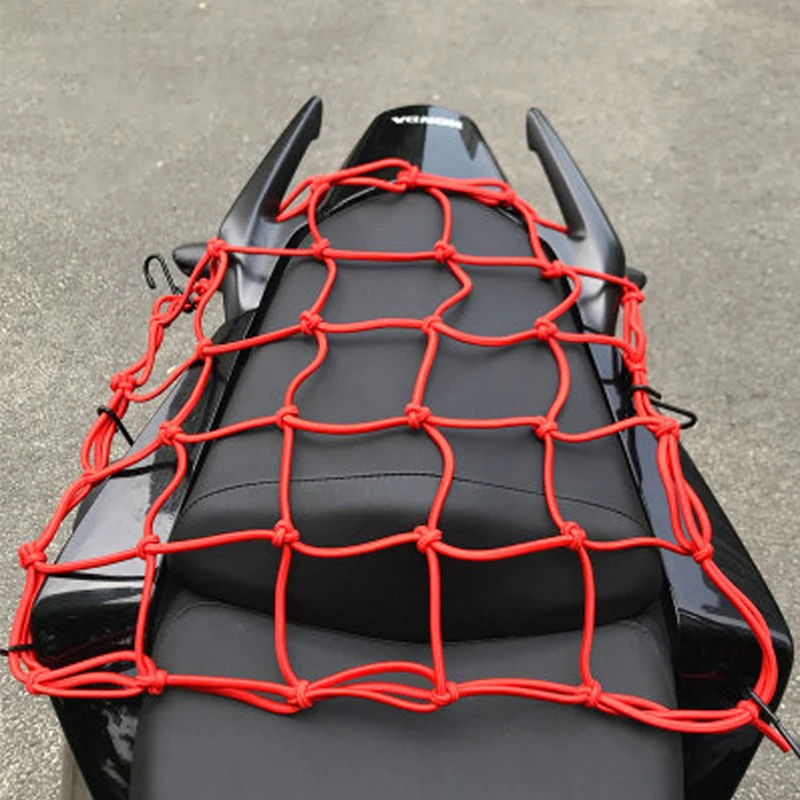 30*30cm Universal 6 Hooks Bungee Motorcycle Cargo Luggage Net Bag Motorbike Helmet Hold Down Fuel Tank Luggage Storage Organizer