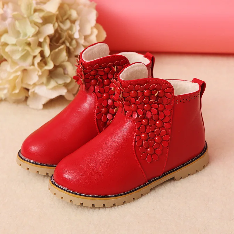 

3 Colors Girls Ankle Boots Round Toe Leather Short Boots Autumn and Winter Kids Martin Boots Children Shoes for Princess