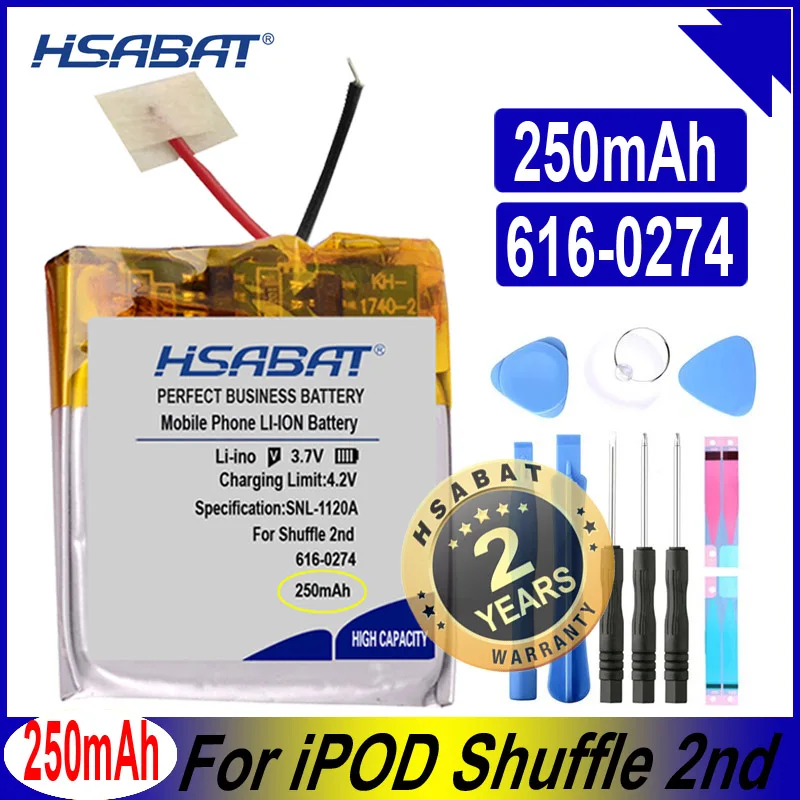 Аккумулятор HSABAT 616-0274 на 250 мА · ч для iPOD Shuffle 2-го поколения 2 Shuffle2 G2 G3 3 616-0278 батареи |