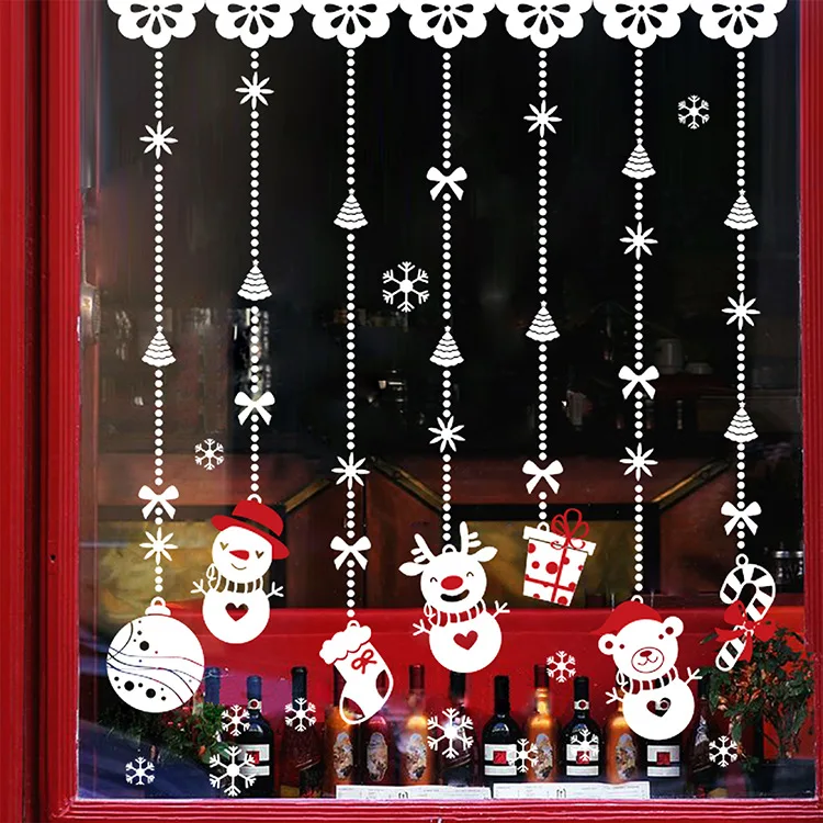 Рождественские украшения для дома Рождественский Снеговик Красивая подвеска настенный стикер для магазина окно Рождественское украшение из стекла стикер