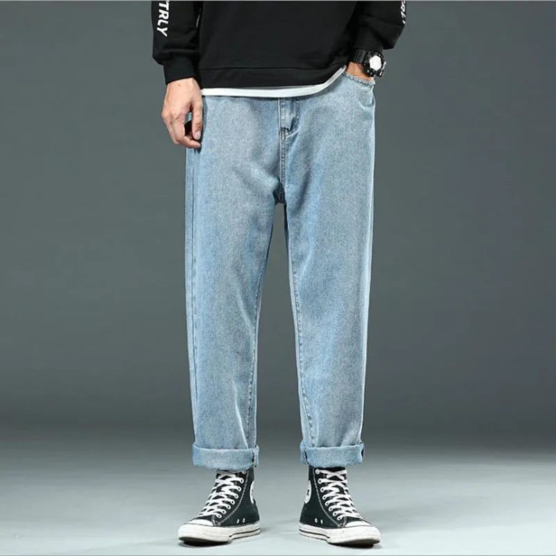 Korean Fashoins Men Jeans 2020 Straight Loose Trousers Hip Hop Streetwear Harem Pants Harajuku Mens Baggy Jeans Size 44 46 48