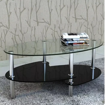 

Exclusive Coffee Table ow round coffee tableS living room funiture 90x45x43 cm 3-level design tempered glass + metal frame