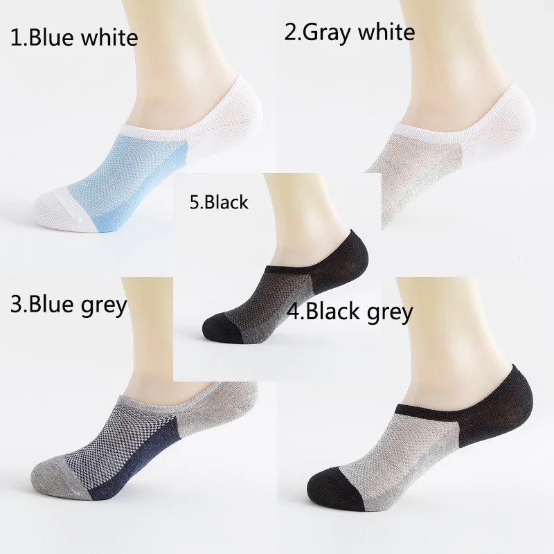 Удобные дышащие мужские силиконовые носки из бамбукового волокна высокого качества, 1 пара носков по щиколотку, мужские хлопковые носки-башмачки, Нескользящие, невидимые