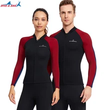 

New 1.5MM neoprene men and women split long-sleeved warm diving tops snorkeling surfing suit UPF 50+ sunscreen beach swimsuit