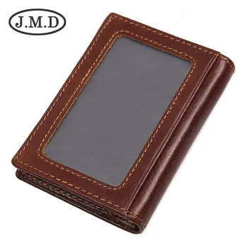 

J.M.D 2019 New High Quality 100% Real Cow Leather Card Pack Unisex Vintage Raw Leather Mini Card Holders 8078