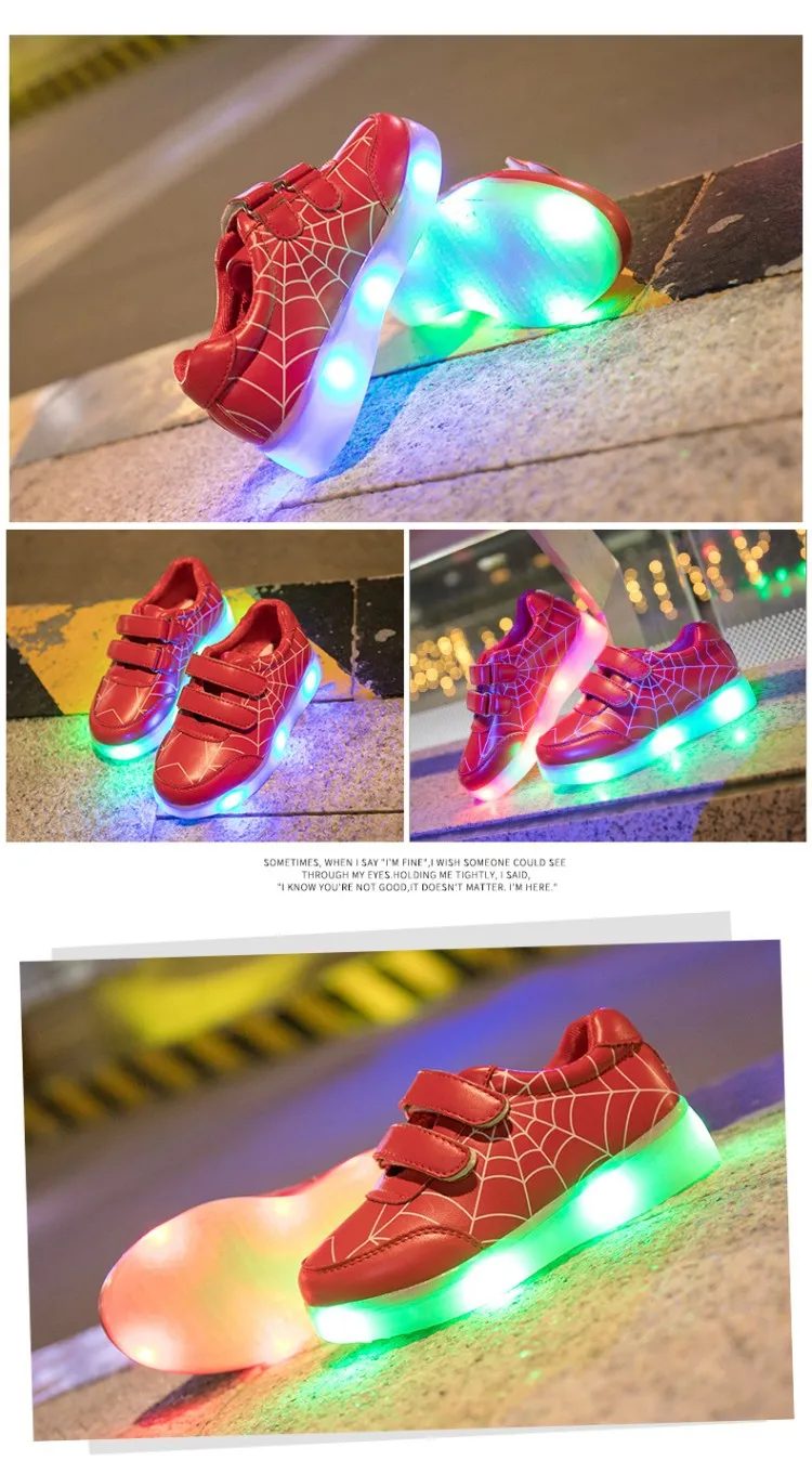 Size 25-35 LED Shoes for Kids Girls Boys USB Charge Glowing Lighted Shoes Kids Shoes with Lights Luminous Sneakers for Children