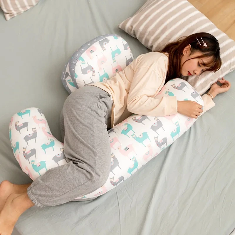 Modern Simple J-shaped Waist Pillow Pregnancy Long Strip Pillows Removable Pregnant Women Side Sleeping Stomach Lift Pillows