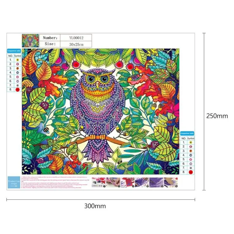 5D специальная Бриллиантовая роспись Павлин Сова Botany DIY Вышивка крестиком комплект домашнего декора сопротивление окислению 30*25 см - Цвет: H