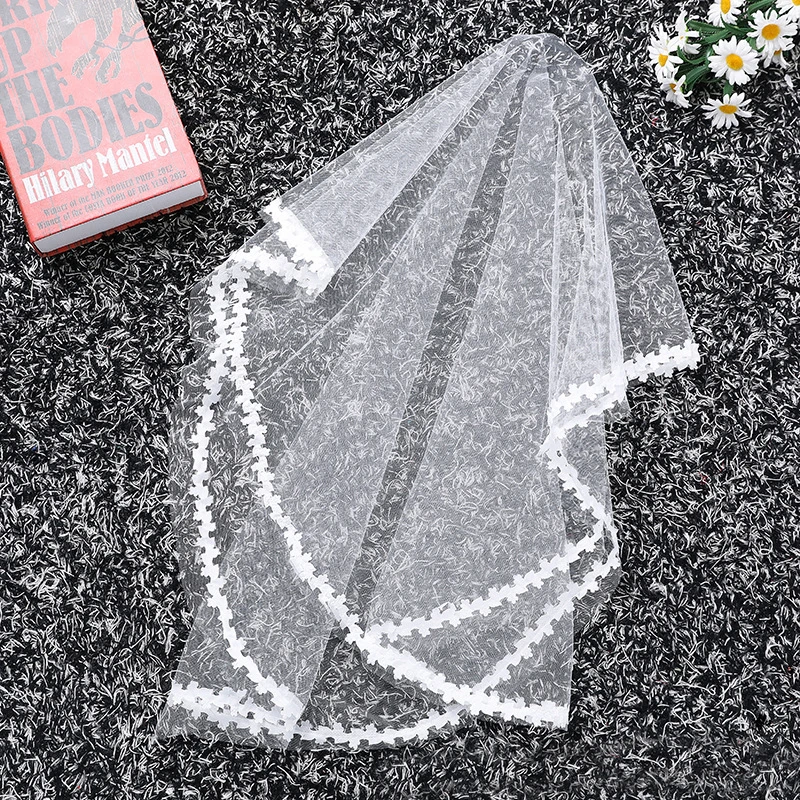 Bridal Veil Wedding accessories white veil single layer fashion lace veil girl dress accessories children cheap veils bridal veils