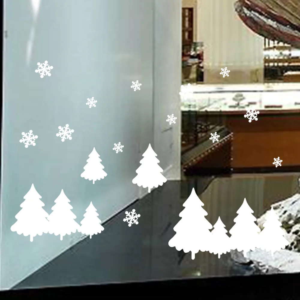 

45 * 60cm 2019 New Year Christmas Tree Snowflakes Glass Window Home Decor Wall Stickers Christmas Decorations Navidad Natal 95