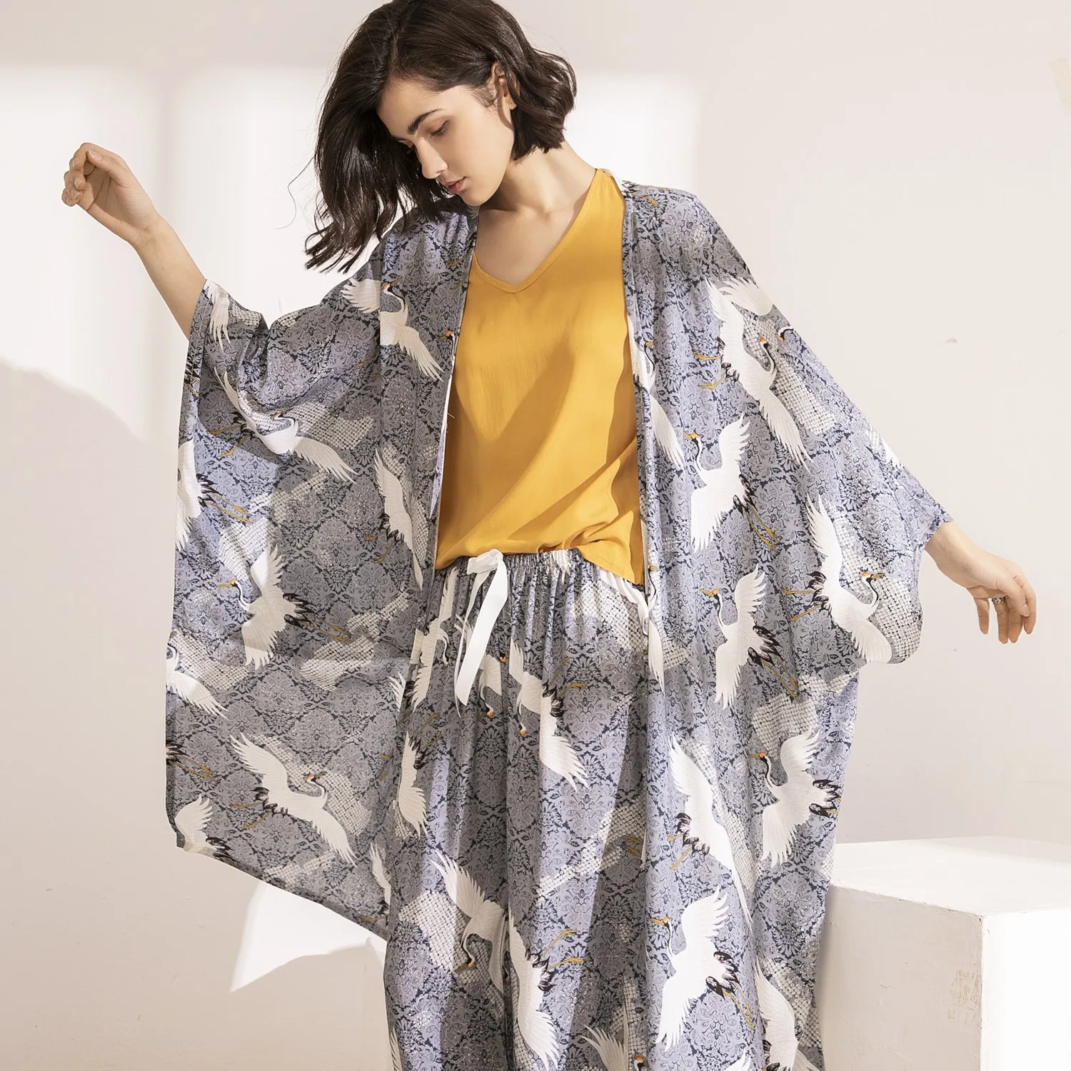 4 шт. весенне осенние пижамные комплекты для женщин пижамный комплект с цветочным