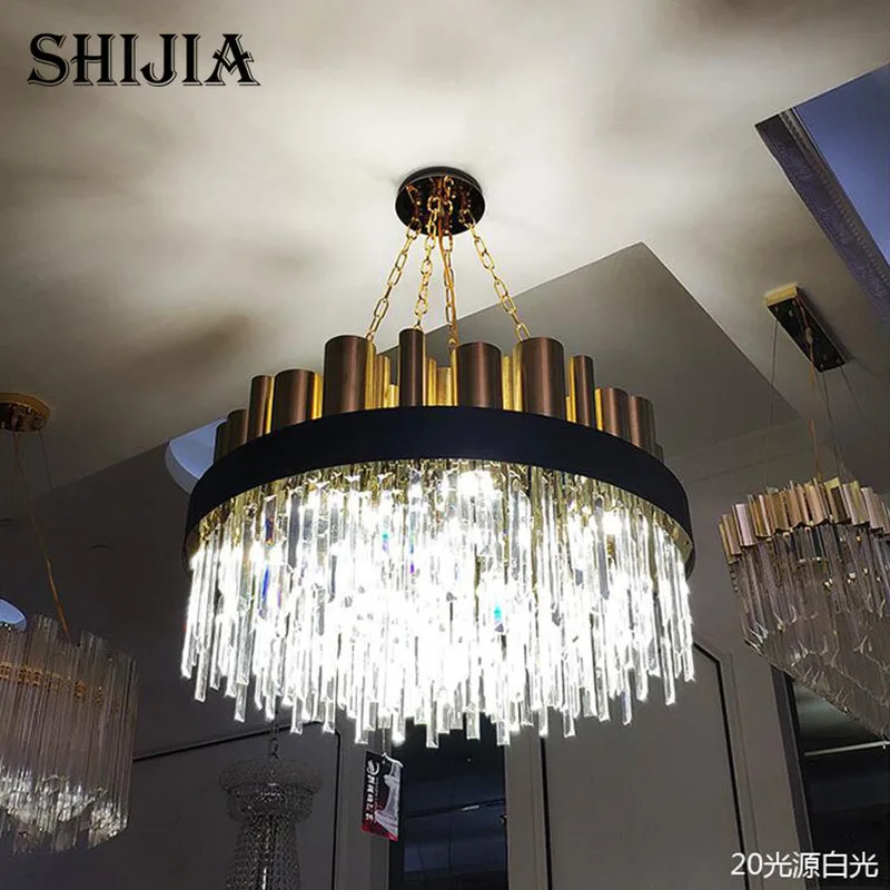 SHIJIA Post-современная роскошная хрустальная люстра для лобби, гостиной, виллы, Золотая подвесная люстра, осветительные приборы, домашний декор