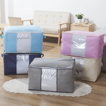 

Large Storage Bag Clothing Bedding Storage Bags Clothes Quilt Pillows Organizer Bag Non-woven Fabric Plastic Organizer Storage