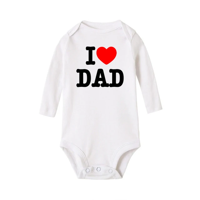 Детские хлопковые комбинезоны с забавным принтом «I Love Dad Mom», комбинезон с длинными рукавами для маленьких мальчиков и девочек, одежда для новорожденных 0-24 месяцев
