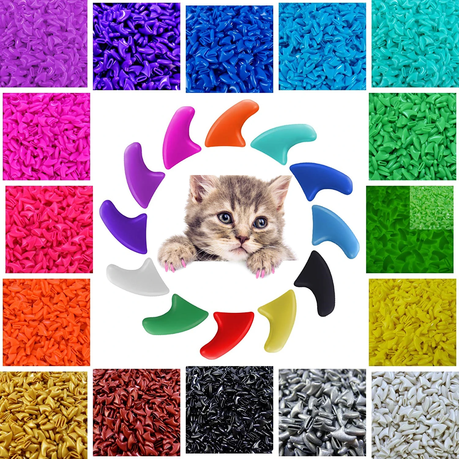 New FASHION Colorful Cat Nail Caps Soft Cat Claw Soft Paws 20 PCS/lot With  Free Adhesive Glue Size XS S M LGift For Pet | BigFace