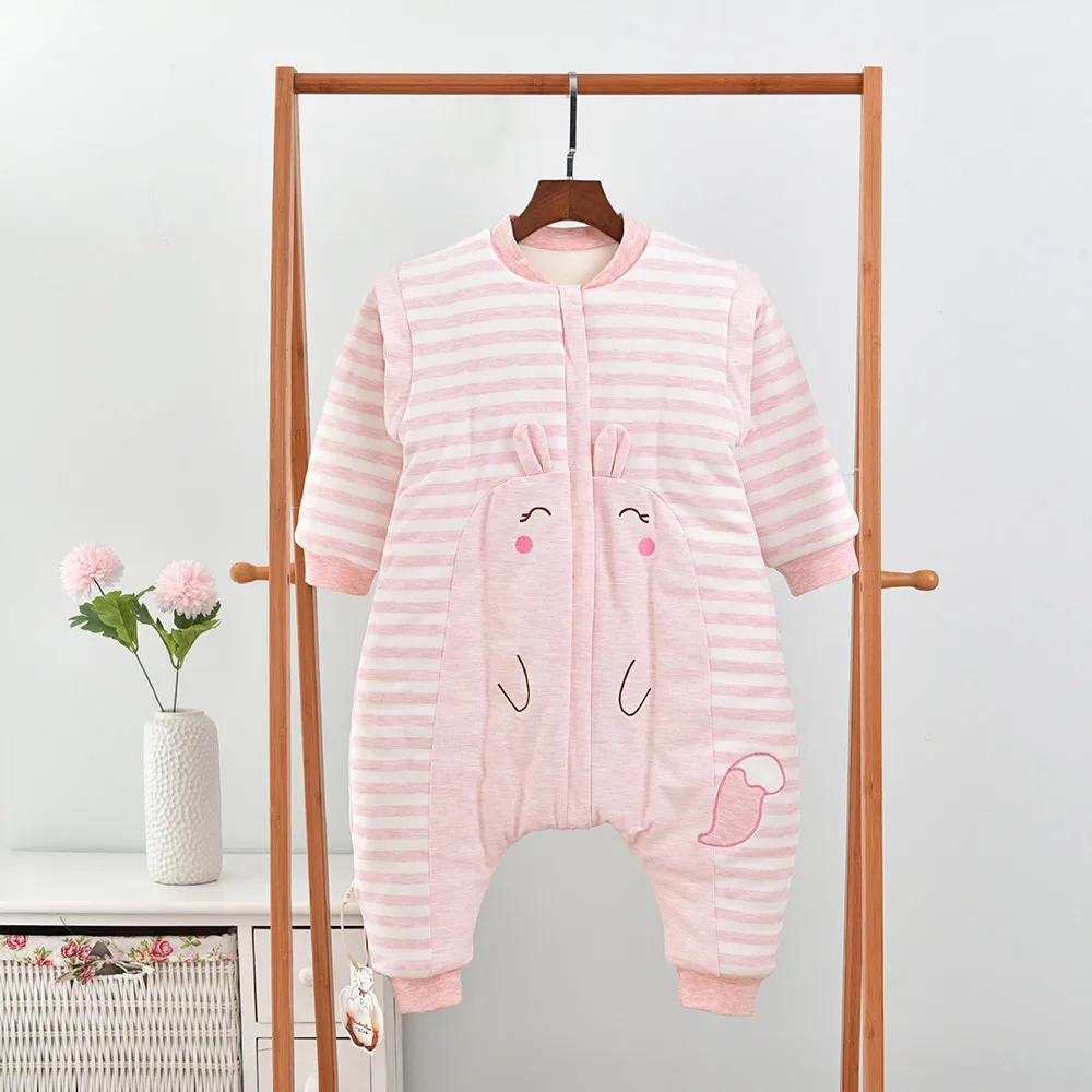 Розовый Baby Sleeping Bag Colored Cotton Split Leg Baby Jumpsuit Detachable Sleeve Thicker Sleepsacks Warm Autumn Winter Cute Fox - Цвет: Розовый
