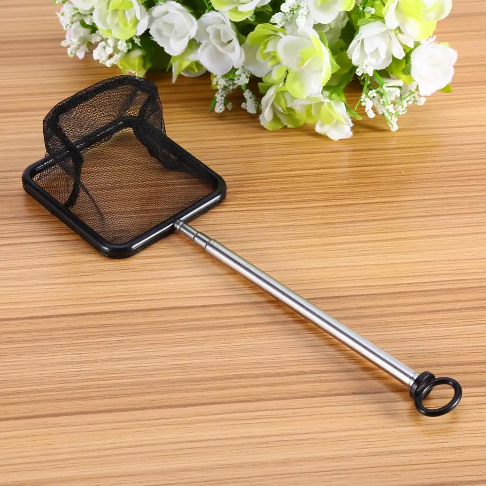 Portable Long Handle Aquarium Fish Telescopic Net Kit Tools Fishing Cleaning Supplies Tank Square