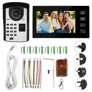 

7" LCD Visual Intercom Doorbell Fingerprint Password Remote Unlock Door Bell