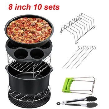 

High Quality Air Fryer Accessories 8 Inch for Gowise Phillips Cozyna and Secura, Set of 10, Fit all Airfryer 5.3QT to 5.8QT